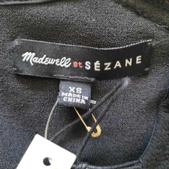 Madewell et SEZANE Colette Black Top with Gold Buttons Size XS - Picture 6 of 12